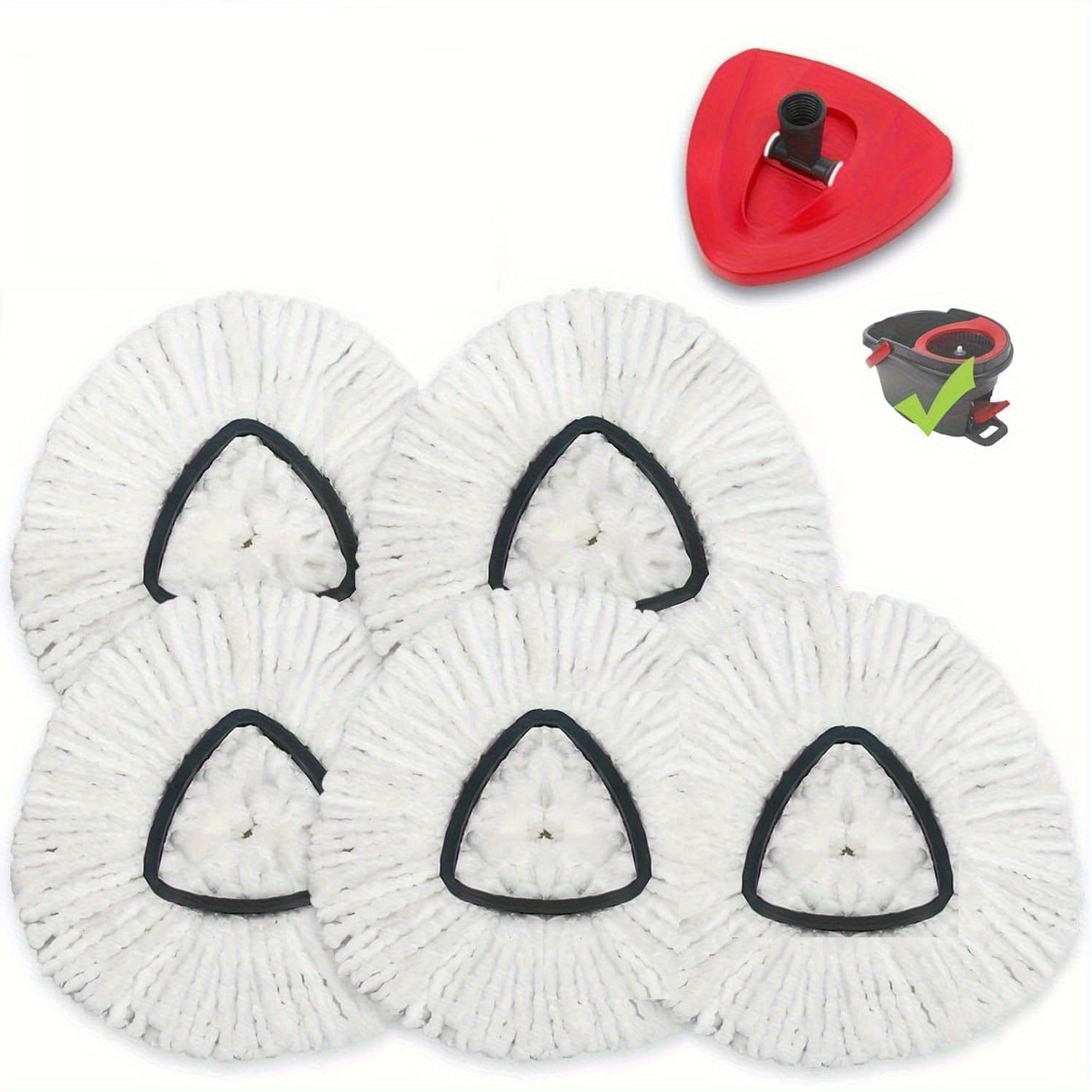 TEMU 5-pack Rotating Mop Replacement Heads Compatible With Oceda Easywring 1 , Reusable And Microfiber Mop Replacement Pack For Hardwood Floor Cleaning With Base