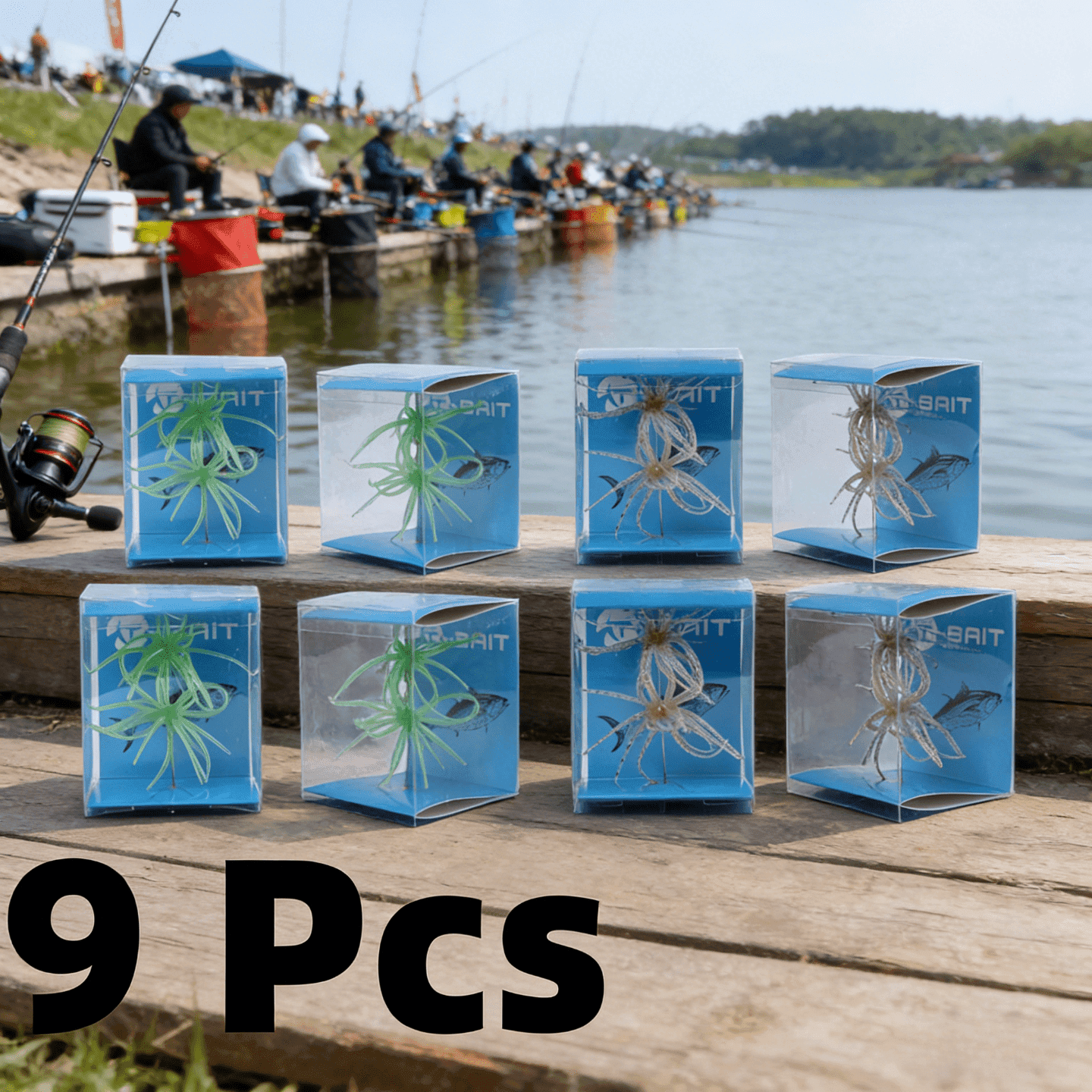 TEMU 9pcs Universal Soft Tpe Fishing Lure, Realistic Tentacle Floating Crab Bait, For Saltwater Offshore Boat Beach Fishing Freshwater