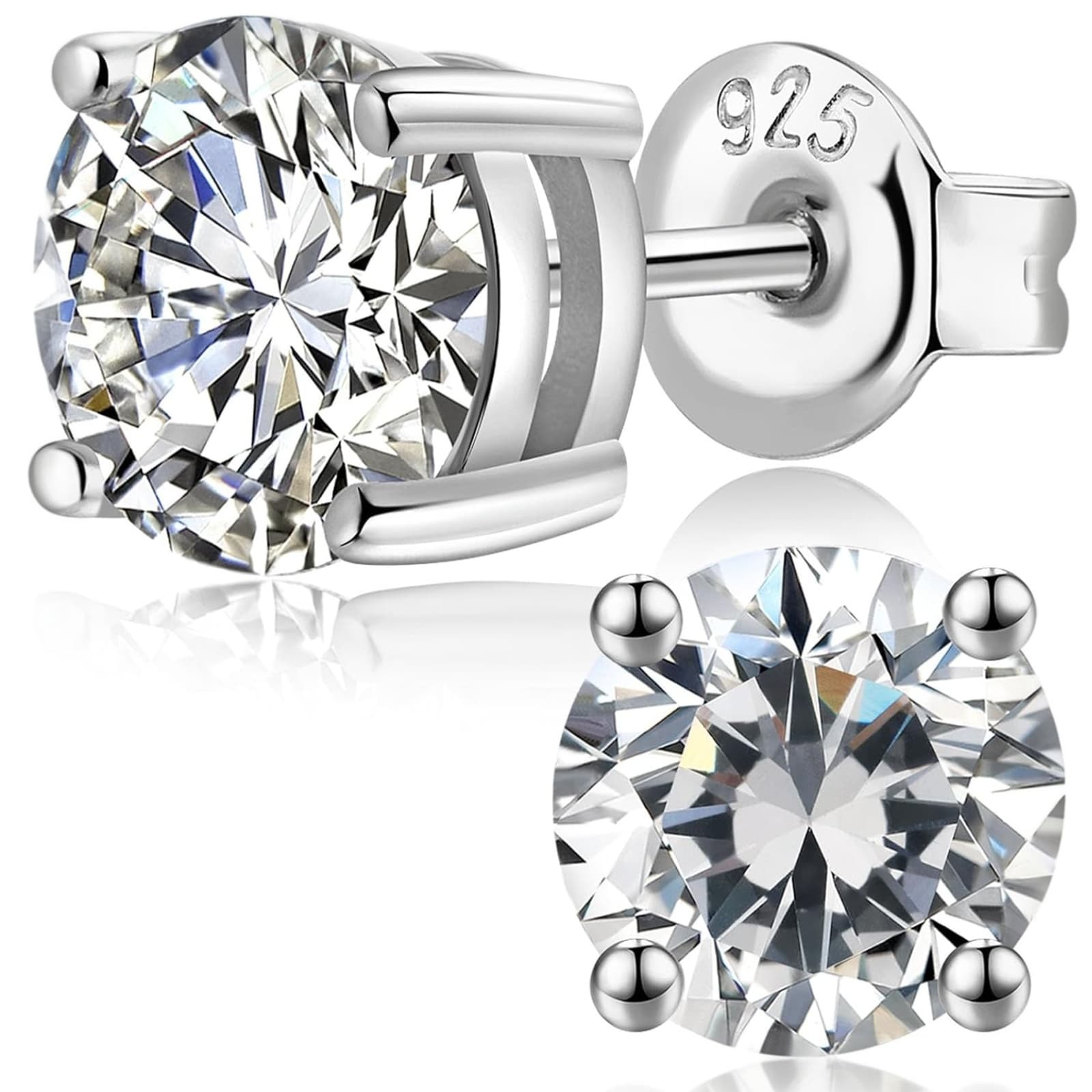 TEMU Ejg 1-4 Carat Moissanite Earrings, 925 Sterling Silver, Vvs1 Round Cut Earrings, Fine Jewelry Gifts For Men Women, Couple Halloween Gifts, Women Mother Father Christmas Gifts, Gift Box Packing