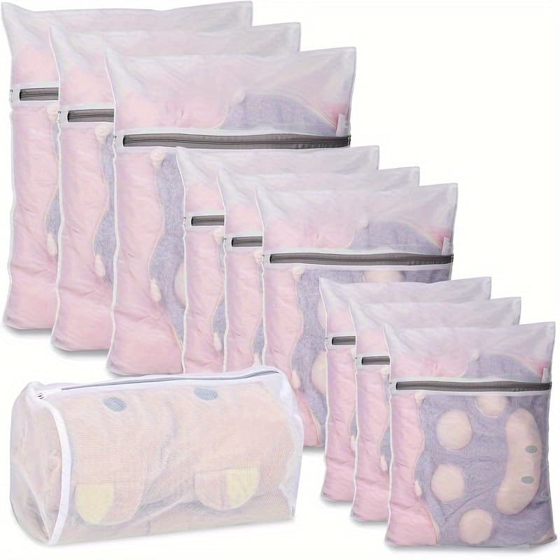 TEMU Popular 10 Mesh Laundry Bags, 4 Sizes Mesh Laundry Bags, High Quality Zipper, Underwear Laundry Bag, Travel Laundry Bag 3 Large, 3 Medium, 3 Small, 1 Cylinder, Laundry Bag, Laundry Bags