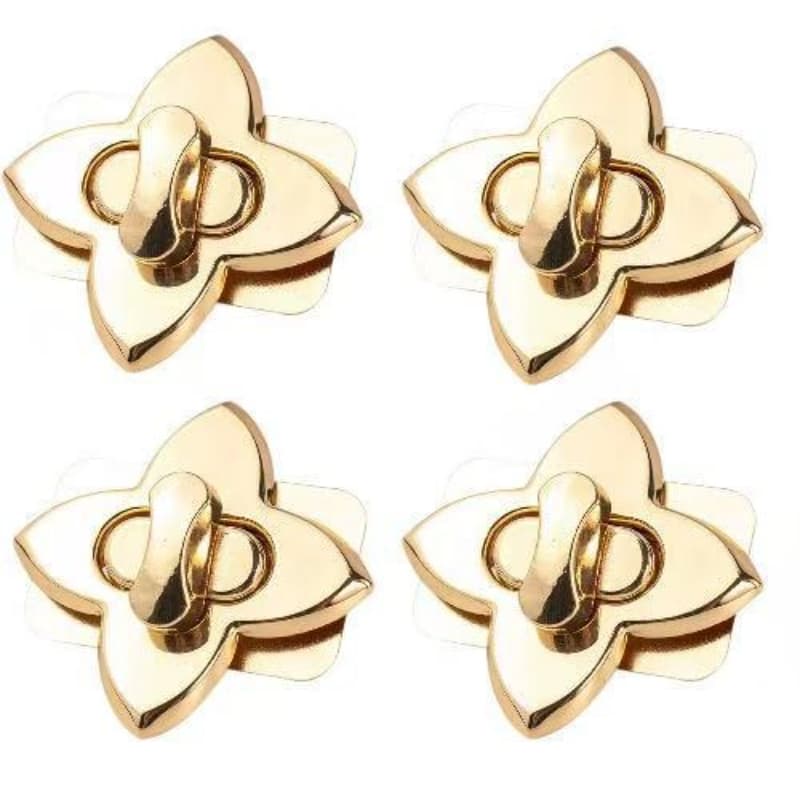 TEMU 4pcs Flower Shape Metal Turn Lock Handbag Twist Lock Closure - Suitable For Handbag Hardware Leather Craft Bag Making Material, Wallet Making, Diy Wallet Making