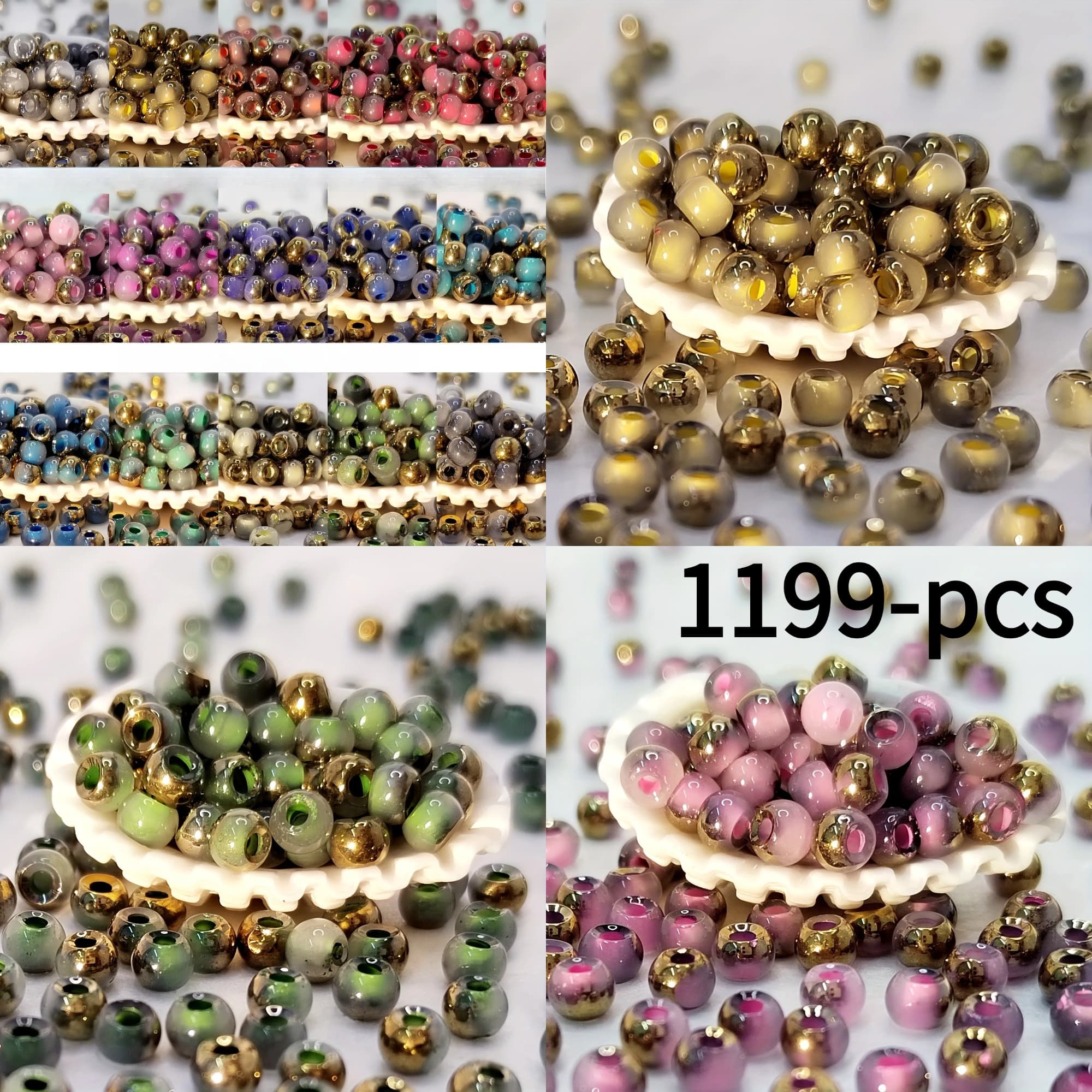 TEMU 1199pcs Seed Beads Kit - Uniform 4mm Mini Beads Suitable For Making, Bracelets, Earrings, Doll Clothes Embroidery, Craft Supplies Gift For, Moms, Hobbyists (no Coating, Loose Beads)