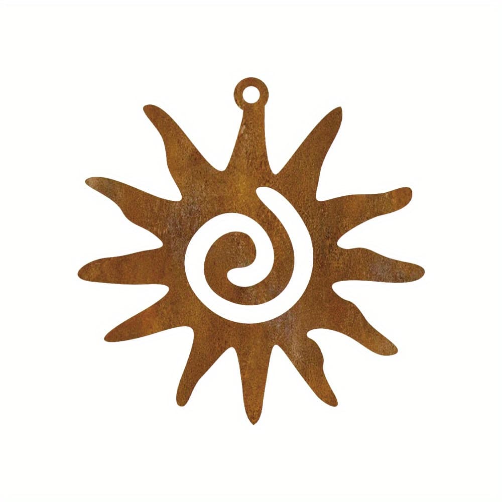 TEMU 1pc Rusty Sun Hanging Ornament, Rusty Garden And Patio Decoration, Beautiful Iron Wind Chime Sun, Balcony Decor, Outdoor Backyard Ornament