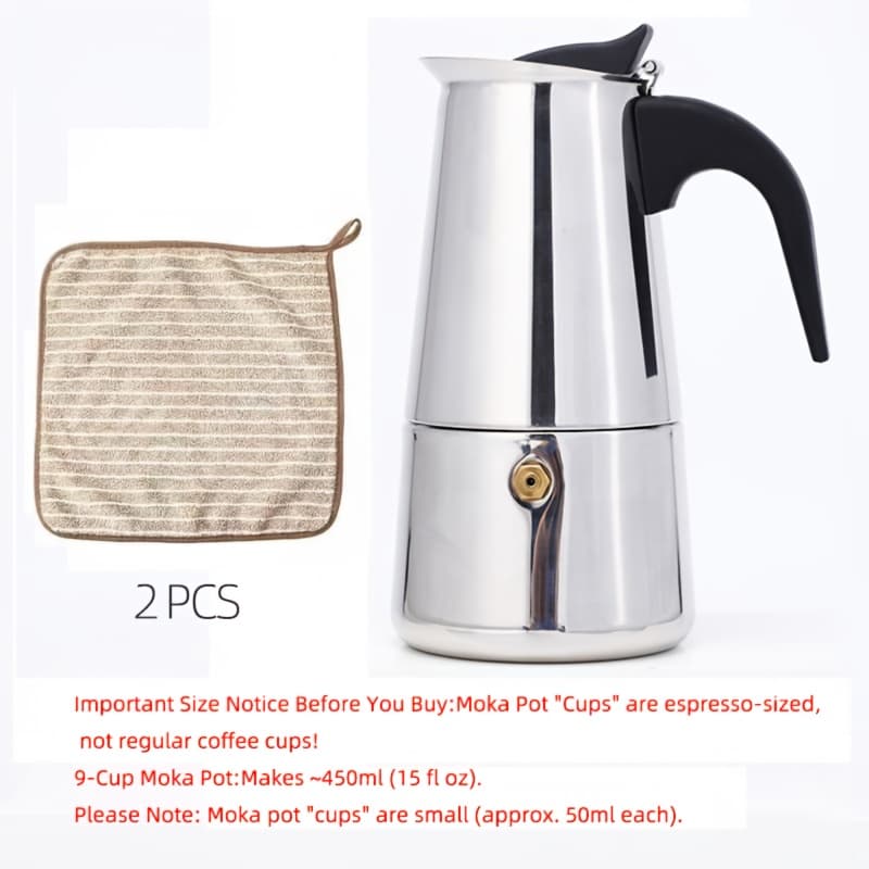 TEMU 2/4/6/9 Cup Stainless Steel Pot Straight Style Espresso Maker, Maker Utensil, Professional Coffee Maker For Home And Camping Use