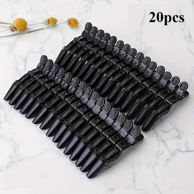 TEMU 20pcs Set Large Rectangular Durable Crocodile Clip - Solid Color Duckbill Clip, Easy To Shape And Distribute, Suitable For Hairdressers And Families To Use