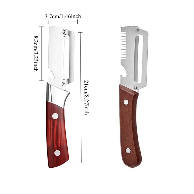 TEMU 2pcs Multifunctional Stainless Steel Peeler, Wooden Handle Peeling Knife, Suitable For , Pineapple, Potato, Household Kitchen Fruit And Vegetable Peeling Tools