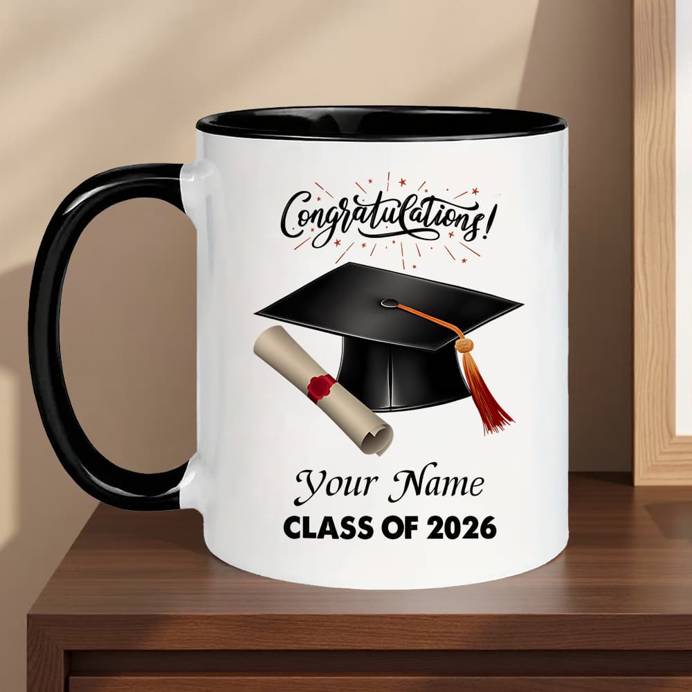 TEMU 1pc Class Of 2026 Graduation Mug - Custom Name & Print Suitable For Hot/cold Drinks, Insulated Reusable Coffee Cup With Grad , Dishwasher Safe Gift For , Birthdays,