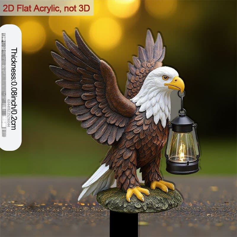 TEMU 2d Flat - 【2d Flat】 1pc 2d Flat Acrylic Plant Stake With Pointed End For Soil Eagle Sculpture Holding A Lantern For Decorating Courtyards And Pots, For Outdoor Ornaments And Garden Use