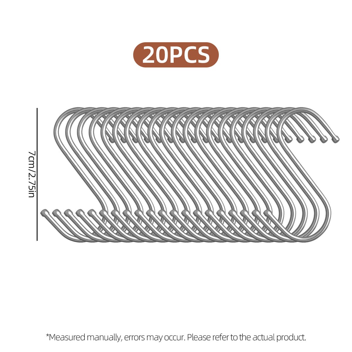 TEMU 20 Durable Stainless Steel Hooks, Heavy-duty Hooks, Versatile Metal Hooks For Long-lasting Hanging, Suitable For Home Storage, Closet Organization, Kitchen, Bathroom, Bedroom, And Office
