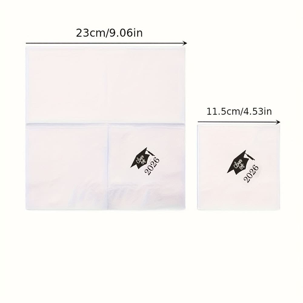 TEMU 100pcs 2026 Graduation Themed Paper Napkins, Disposable Grad Party Table Decor Napkins, Class Of 2026 School College Graduation Celebration Supplies