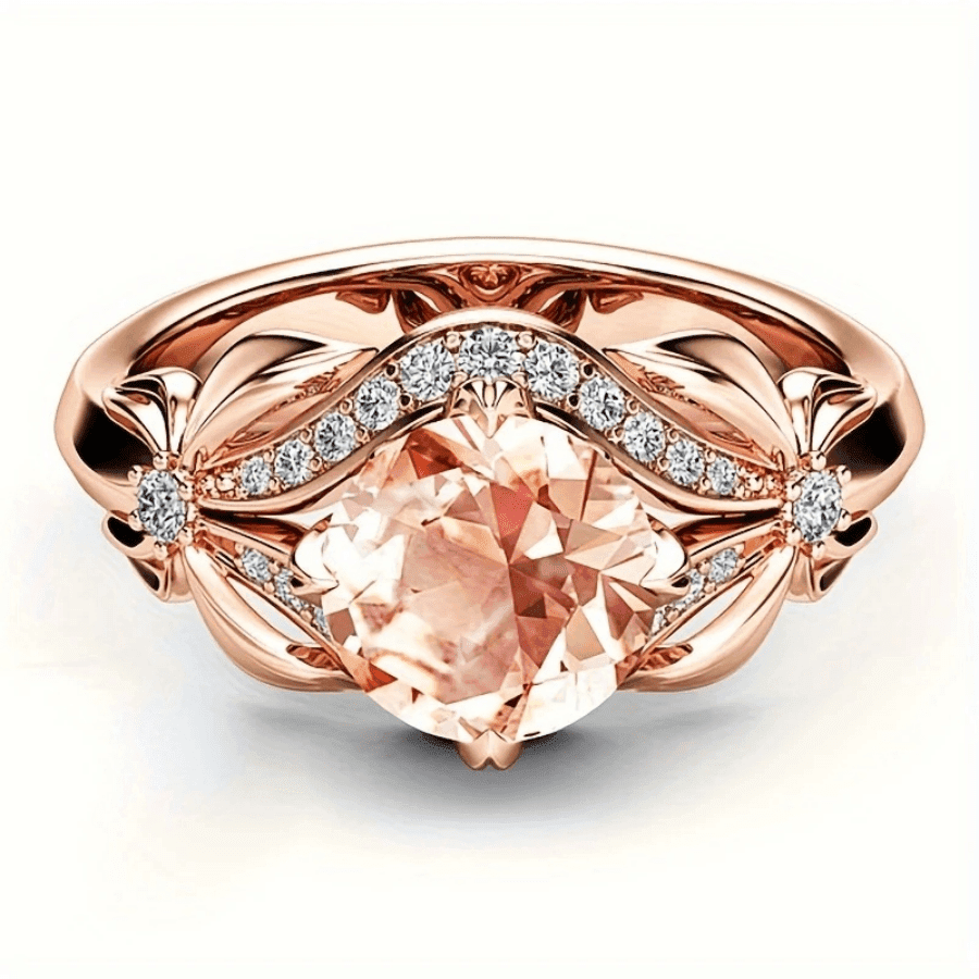 TEMU A Stylish And Elegant Engagement Ring For Women, With White Synthetic Zirconia, Perfect For Brides As A Wedding Band, A Romantic Gift For Anniversaries, Engagement Jewelry, Or A Birthday Present