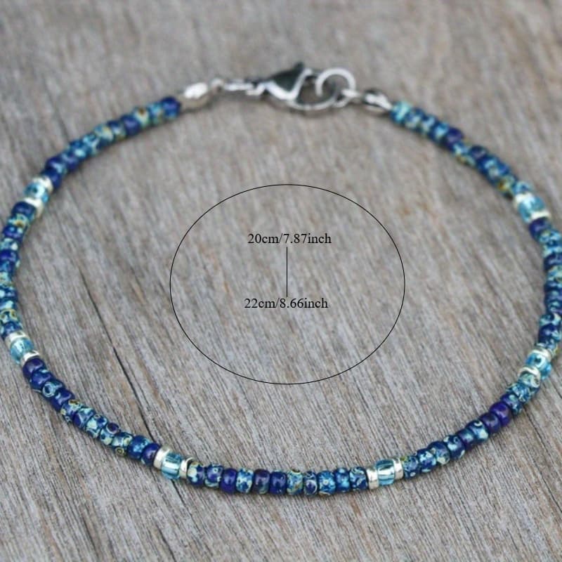 TEMU Women's Beach Glass Beaded Anklet Boho Wedding Bracelet Used As Bracelet Or Anklet
