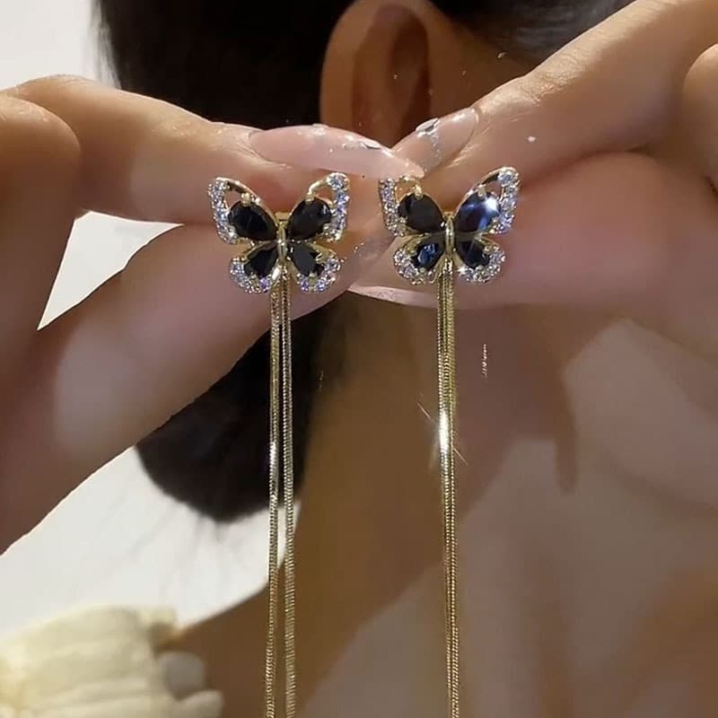 TEMU A Fashionable And Versatile Pair Of Earrings With 2 Ear Needles, Tassel Long Earrings, A Must-have Item For Fashionable Women