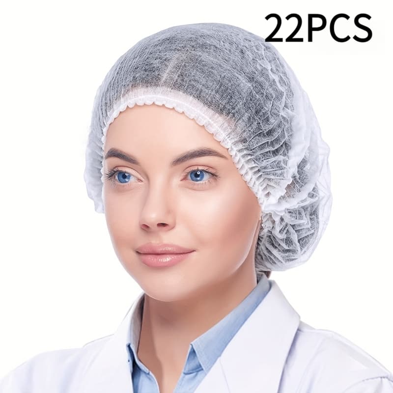 TEMU 22/55pcs Disposable Non-woven Hat | Makeup Beauty, Kitchen, Factory Hair Net, Workshop Dustproof Breathable Strip Hat, Unisex, Drawstring Closure, Pp Material