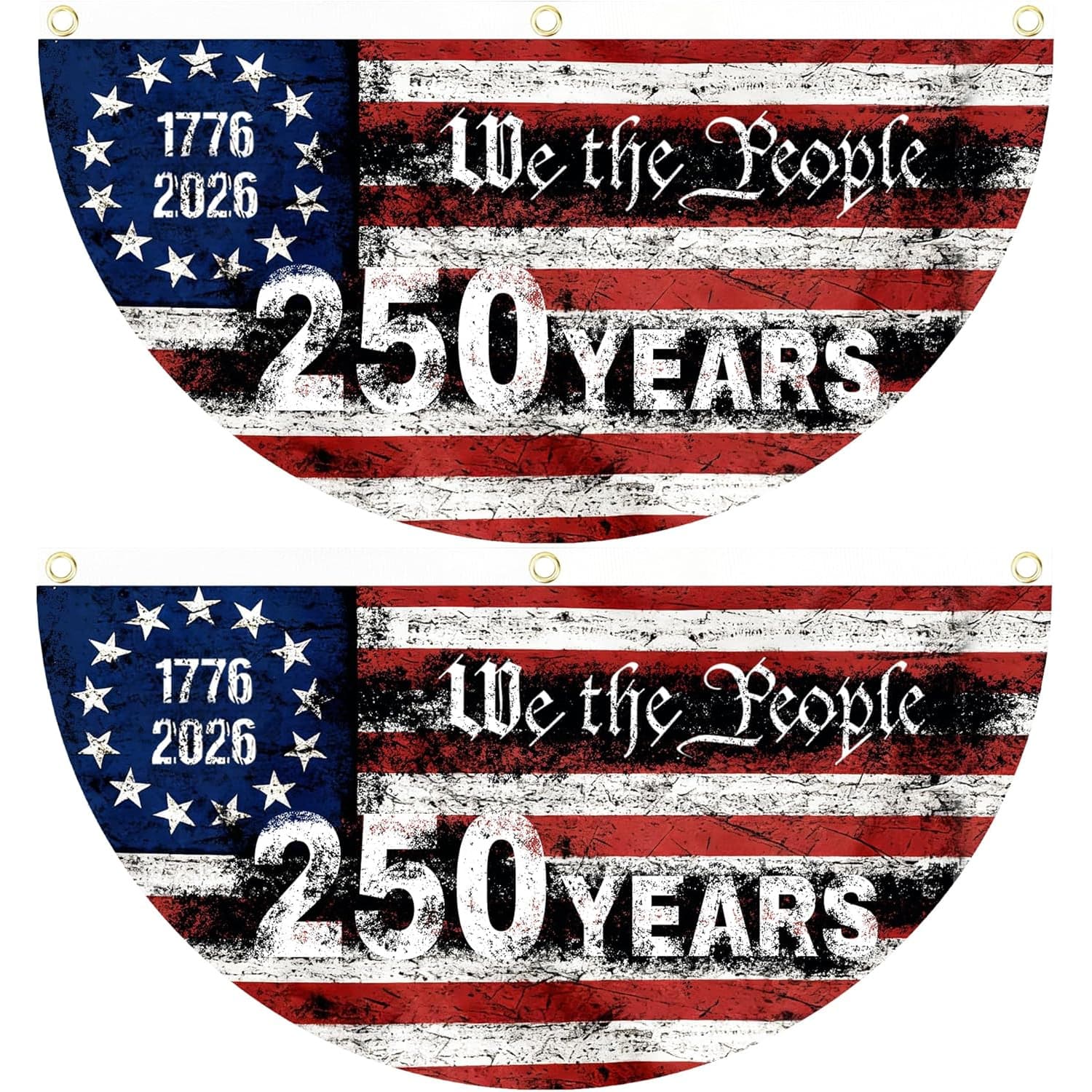 TEMU 2pcs 250th Anniversary Usa Flag, 1.5x3ft 1776-2026 Fan Flags, 2 Ply Year American Anniversary Flag For Wall, Front Door, Porch, Fence, Outdoor Decorations