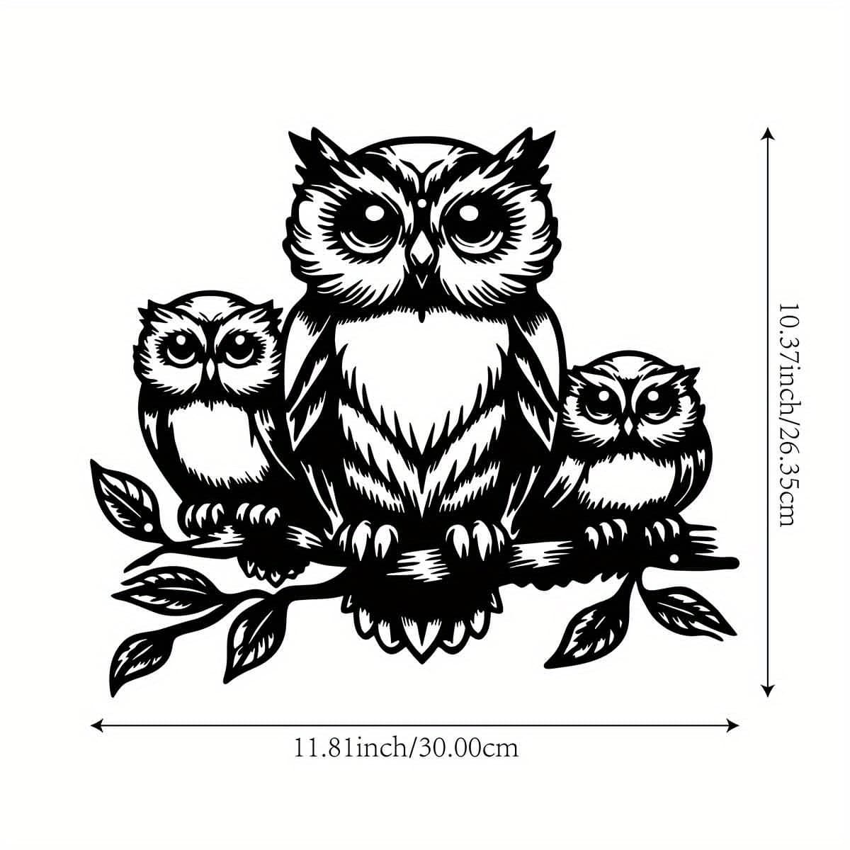 TEMU Metal Owl Wall Art - -inch Iron Sculpture For Indoor And Outdoor Decoration, Perfect For Gardens, , Living Rooms And Balcony