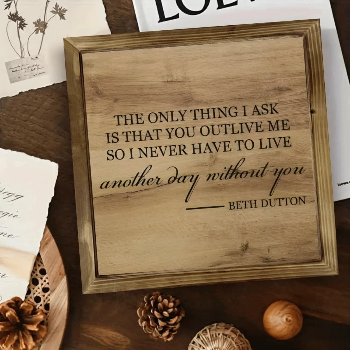 TEMU 1 Beth "only Request" Wood Framed Wall Art - Rustic 8x8 Inch Inspirational Quote Sign Suitable For, Tabletop & Desk Display - Perfect Gift For Fans, Durable Wood Plaque With Beth