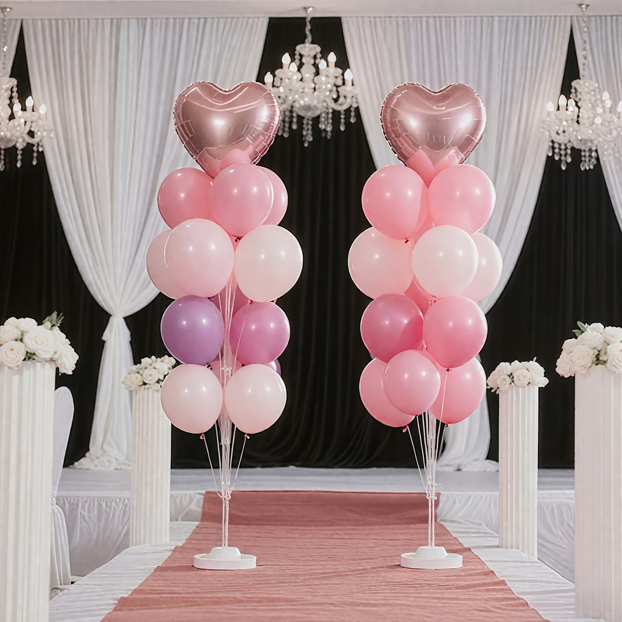 TEMU 2 Sets Of 160cm/ 63inch Balloon Stand Kits, Floor-standing Balloon Stands With Water-filled Bases, Reusable Pillar Stands- Made Of Durable Plastic, Suitable For Weddings, Birthdays, Graduations