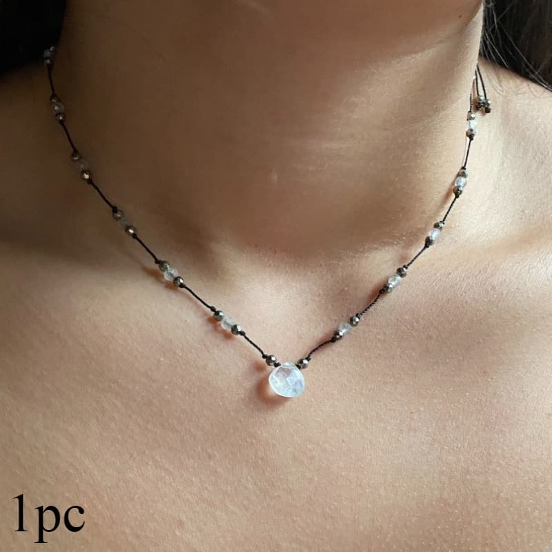 TEMU Adjustable Necklace - Shining Gemstone, Elegant Minimalist Moon Stone Pendant For Daily Wear & Parties, Gift For Wife, Girlfriend, Boyfriend, Partner ( Versatile) - Adjustable For All Neck Sizes)