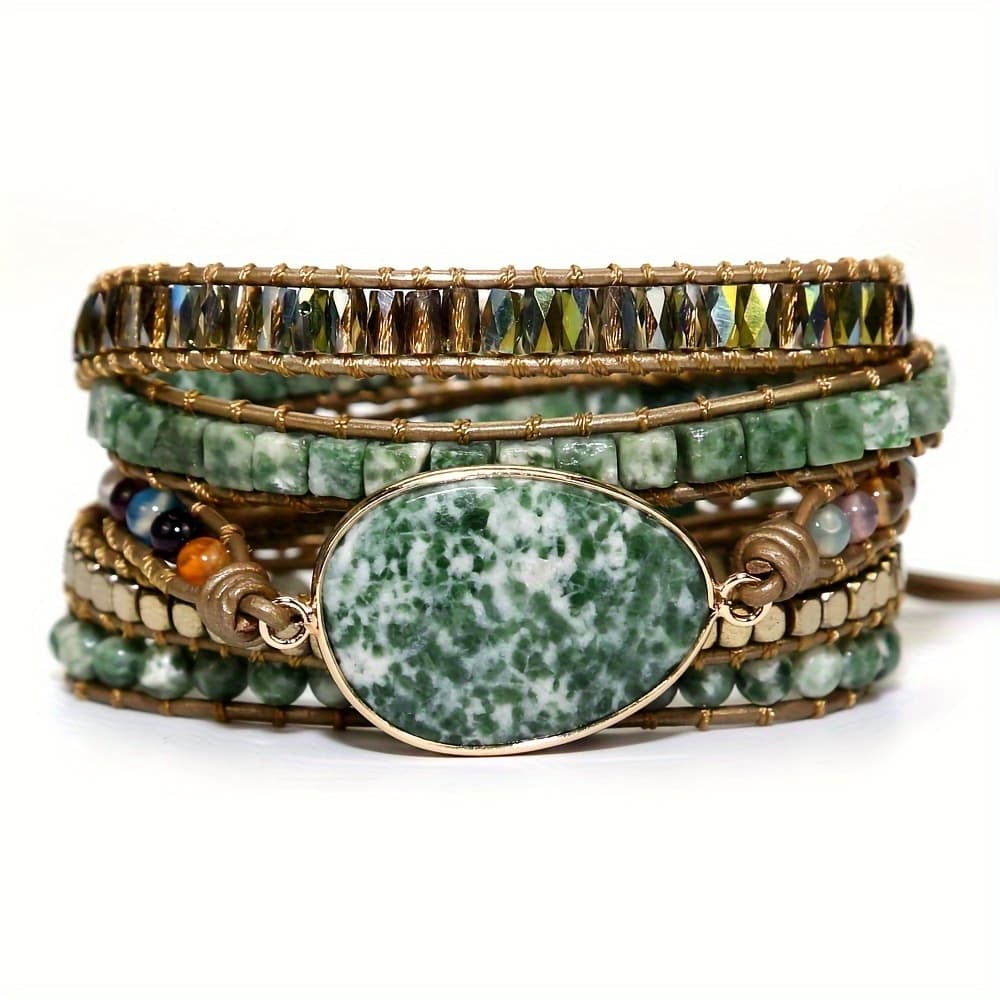 TEMU Bohemian Natural Stone Winding Bracelet
