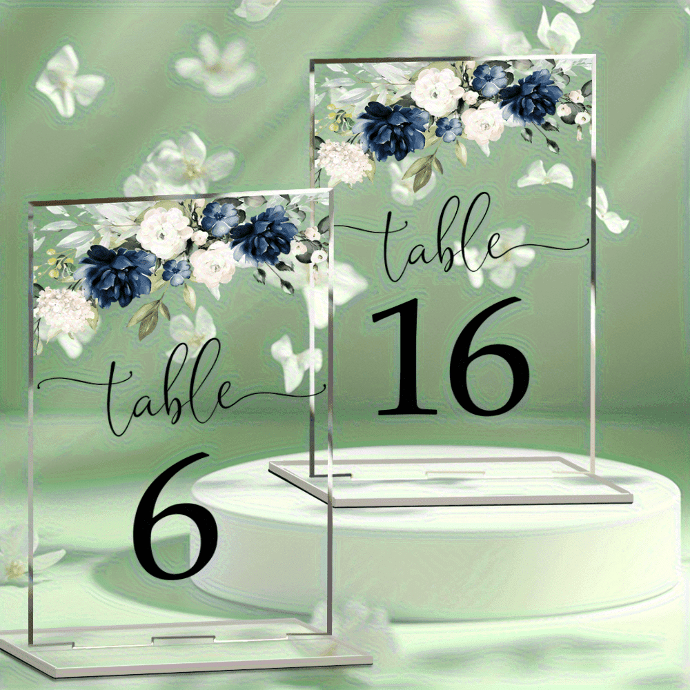 TEMU 2d Flat Printing 20pcs Wedding Table Number Elegant Acrylic Table Cards Numbers 1, Other (event & Party Supplies) Transparent , Suitable For Weddings, Birthdays, Or Formal Events