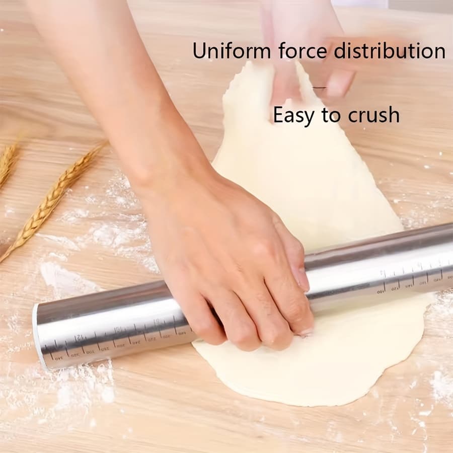 TEMU 1 Rolling Pin, Stainless Steel Rolling Pin, Adjustable Thickness Rolling Pin, Thickness Ring, Used For Baking Dough, Pizza, Pastries, Pasta