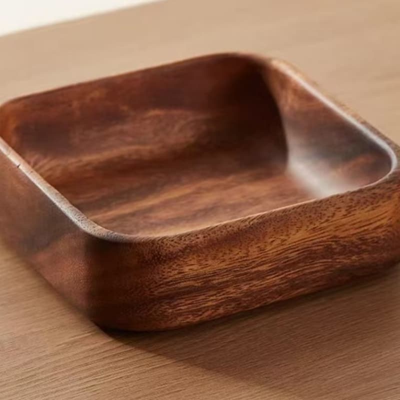 TEMU 1pc Day Wooden Dessert Tray, Pastry And Nut Small Square Dish, Solid Wood Dried Fruit And Nut Storage Platter