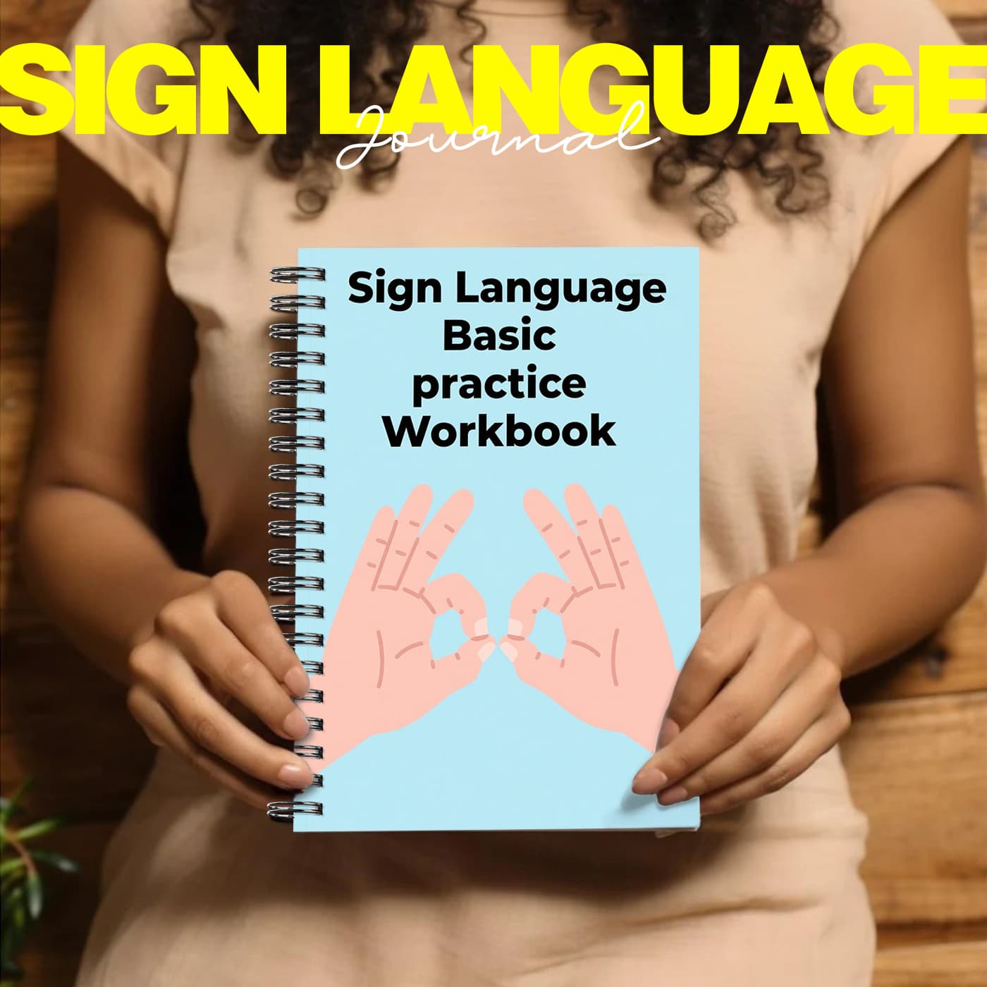 TEMU Self-teaching Asl Sign Language Notebook For Beginners - Spiral Bound Bilingual Asl Alphabet, Phrases & With Calendar Grid - Portable Sign Language Learner', Suitable For Asl Classes & Travel
