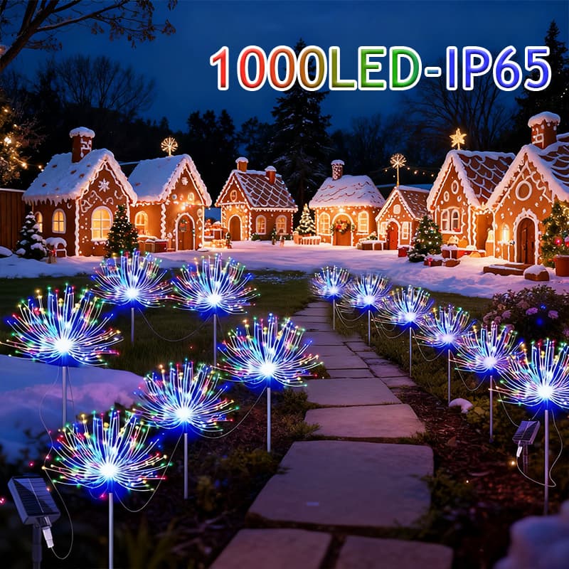 TEMU [buy 6 Get 6 Free] Solar Dandelion Firework Lights - Ip65 Waterproof Copper Ground Spikes, Ideal For Outdoor Garden And Christmas Yard Decorations