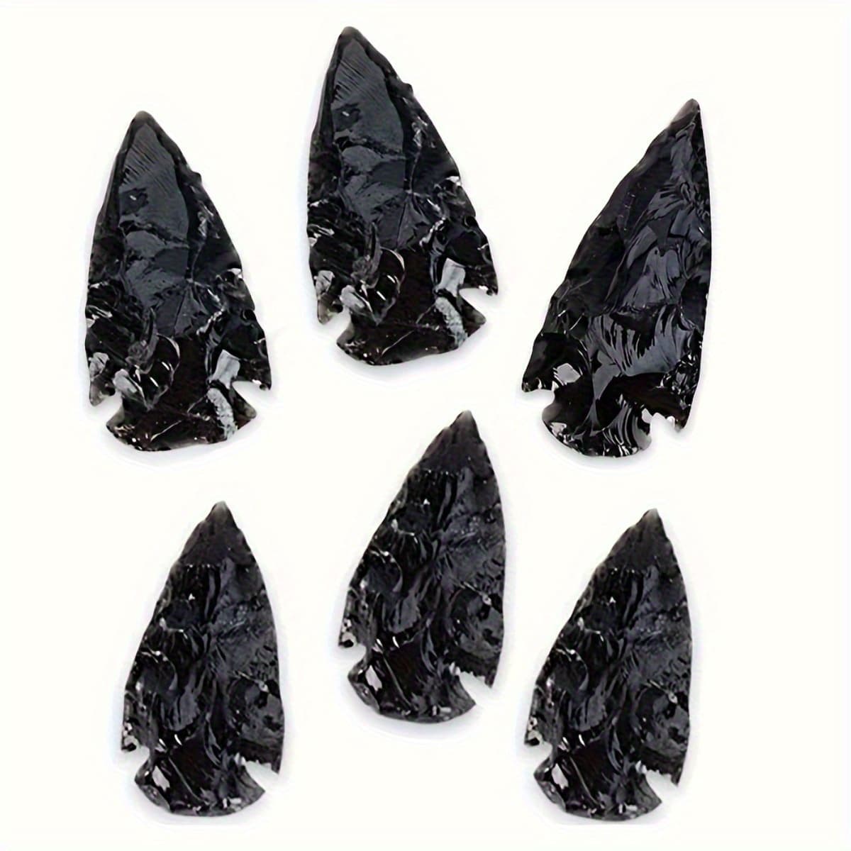 TEMU 6pcs Natural Obsidian - Gemstones, Ideal For Crafts, Jewelry Making, And Home Decor - Hand-polished Edges With Crystal Accents, Gifts, Party Favor, Or Birthday Present