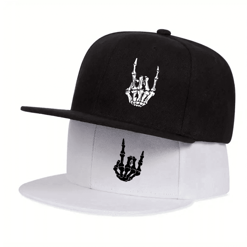 TEMU 2pcs Men's And Women's Adjustable Skeleton Print Urban Multifunctional Casual Baseball Caps, Suitable For Outdoor Sports