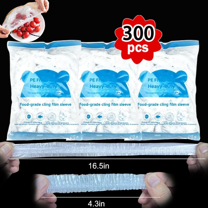 TEMU 300pcs Reusable Elastic Food Wraps, Stretchable, Leak-proof, Transparent Seal, Suitable For Kitchen And Home Use, And , A Substitute For Aluminum Foil And Plastic Film
