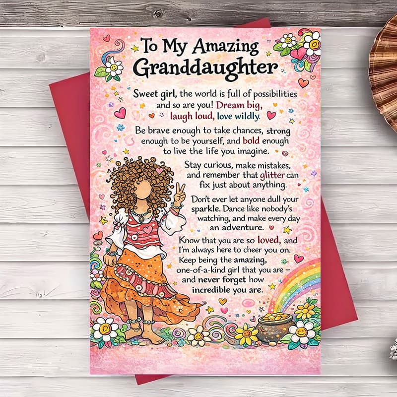 TEMU 2pcs (one Envelope And 1 Greeting Card) Inspirational Greeting Card For Granddaughter With Encouraging Message Perfect For Birthdays Holidays Or To And Dreamsgreeting Card