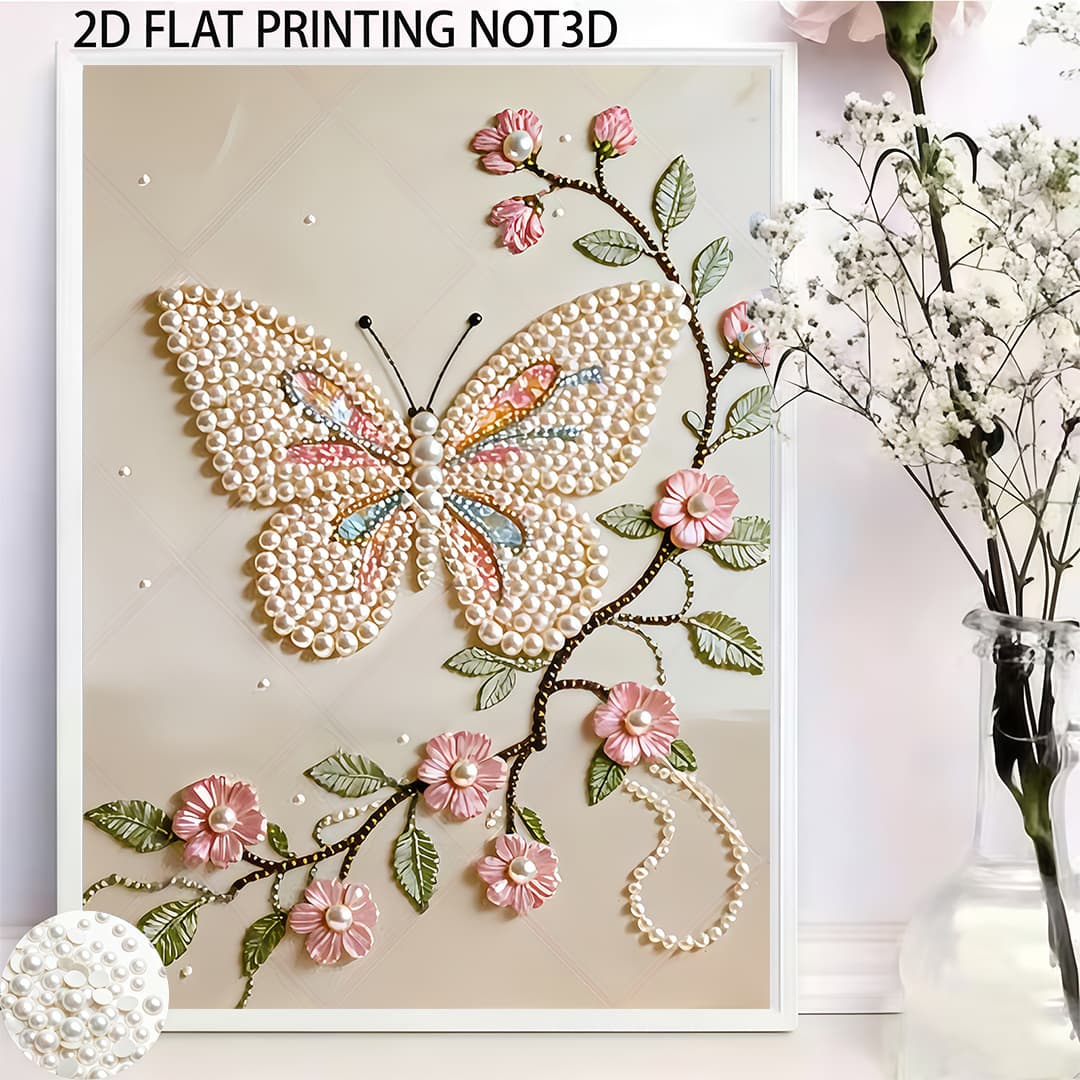 TEMU 5d Diy Pearl Painting Kit Suitable For Home Wall Decor With Dance & Flower Patterns, Irregular/round Pearl Beads, Stress Craft Activity, Handmade Gift For, Frameless For Skill Levels