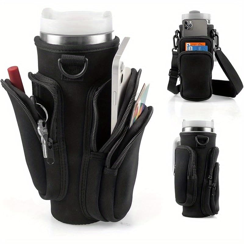 TEMU Bag Designed To Carry Water Bottles, Featuring A Phone Pocket, Suitable For 40oz Tumblers, And Includes A Strap For 30/40 Oz Additions, With A Total Of 3 Pockets