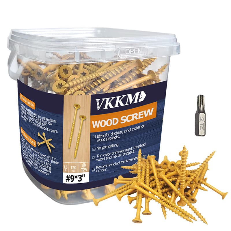 TEMU Vkkm Standard Woodworking Screws Feature A Yellow Rust-resistant Coating, Drive Serrations For , And A T25 Bit For Furniture Repairs And Constructing Garden Planters