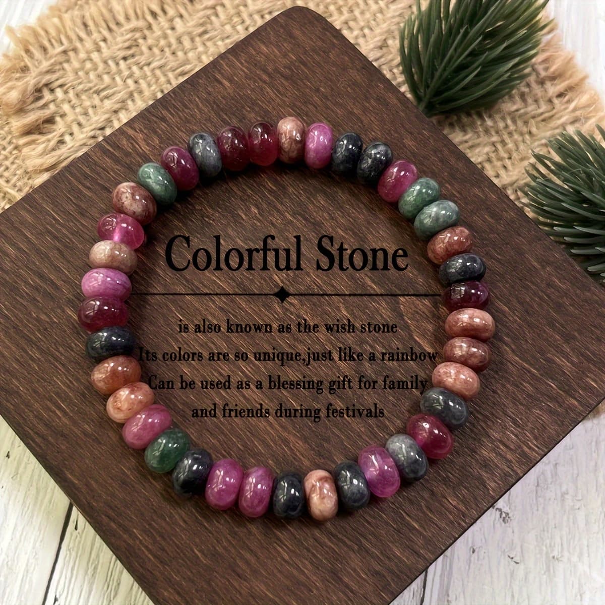TEMU Handcrafted Multicolored Bracelet Featuring Natural Rainbow Beads, As The . This Watermelon Bracelet A Gift And Is An Ideal Present For Family And