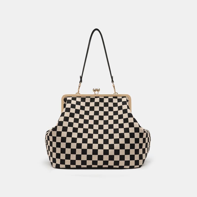 TEMU Affordable Luxury Niche Clasp Bags, Checkered , Spacious Tote Bags, Shoulder Bags, Women's Handbags, Holiday Gifts, Birthday Gifts