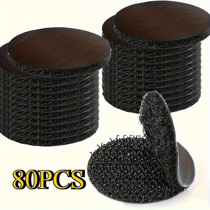 TEMU 80 Sets Of Heavy-duty Interlocking Tape, Round Double-sided Hook And Loop Dots, Material,, Residue-free Adhesive