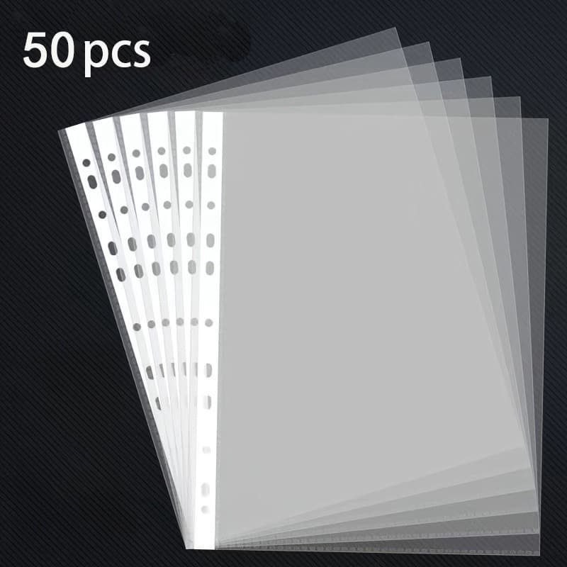 TEMU 50 A4 Transparent Plastic Folders - Durable Pp&pvc Material, 3-ring Binder, Suitable For Organizing Receipts, Test Papers, Invoices, Office Supplies, Easy Design, 3c Thickness, Daily Normal Use