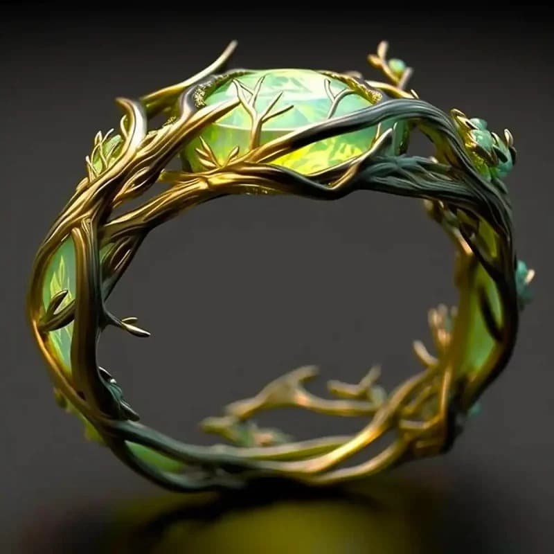 TEMU European Court Style Wisteria Zirconia Inlaid Ring - Bohemian Wisteria Design, Leaf Shape, Similar To Inlay - /party/gift, Multi-functional Accessory For The Whole Year