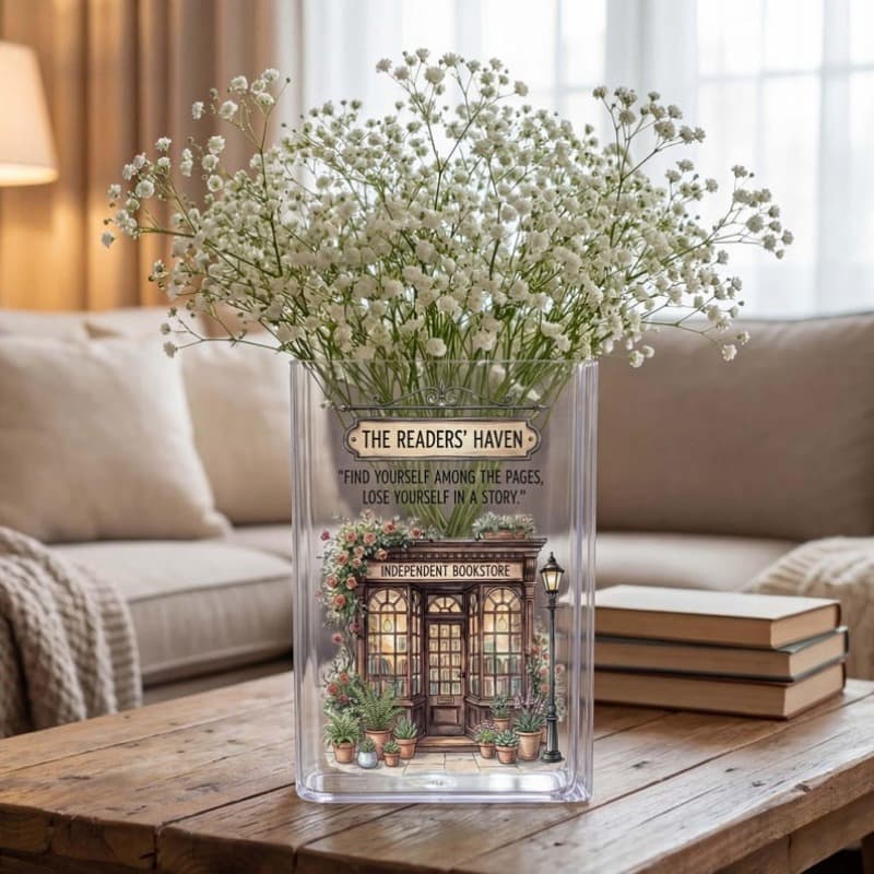 TEMU 1 Acrylic Book Vase To Yourself The Pages And In A Tale. A Decorative Piece For A Bookstore, Perfect For Book Lovers As A Literary Gift