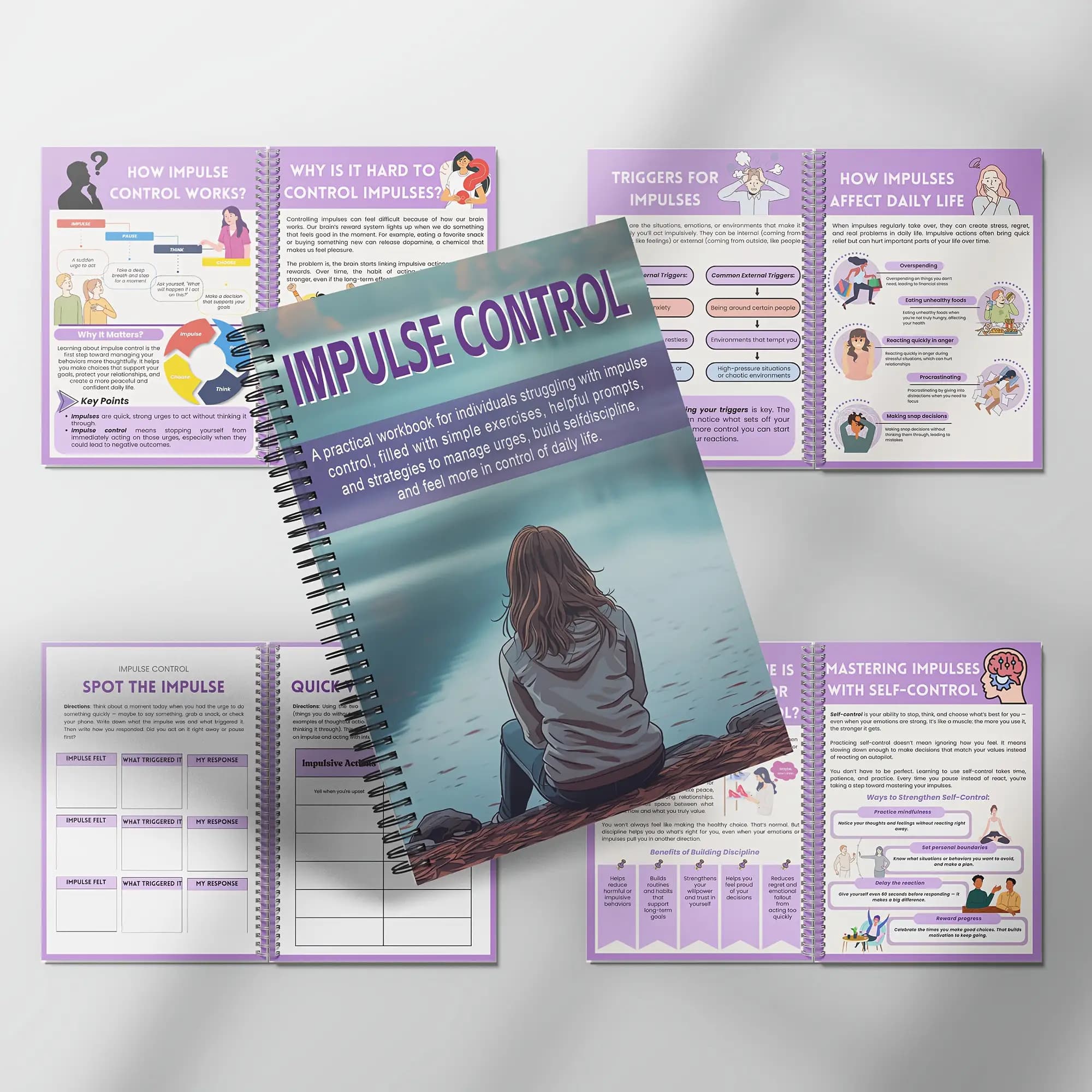 TEMU Workbook For Management Planner, Emotional Control, Therapeutic Activities, Workbook, Dbt, Suitable For Counselors, Teenagers, Adults, And Executive Function Skills Notebook