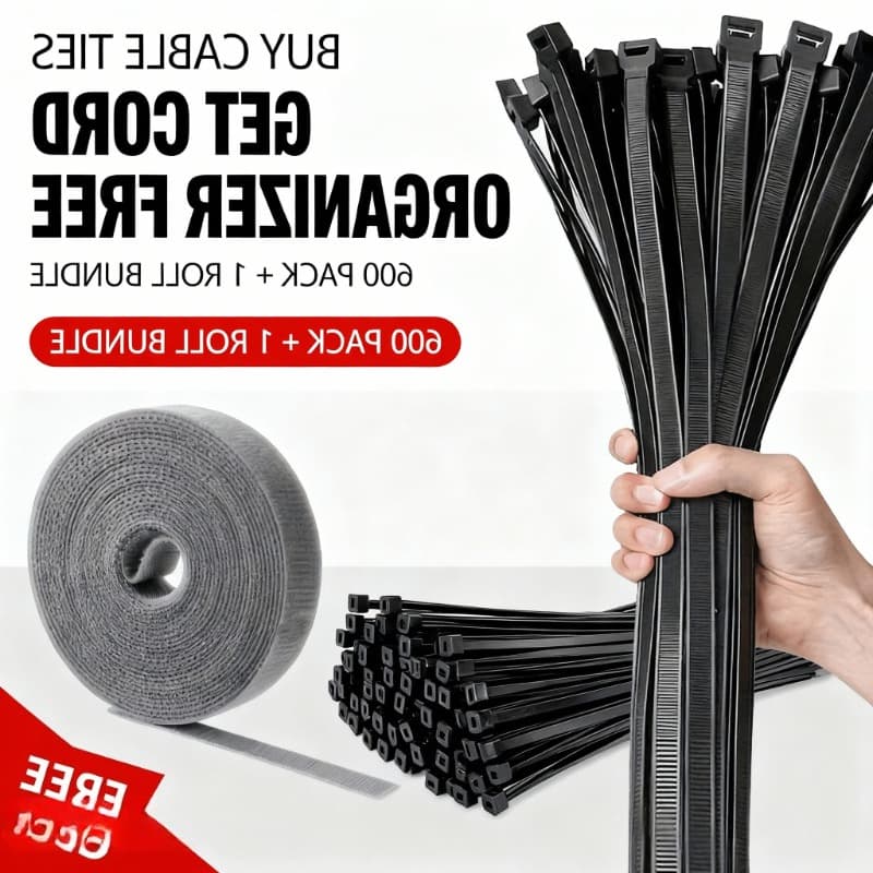 TEMU 600 Heavy-duty Nylon Straps With A Roll Of Organizing Tape, Self-tie Adjustable Cords - Non-slip Outdoor Cable, Garden And - Durable Wire Organizer