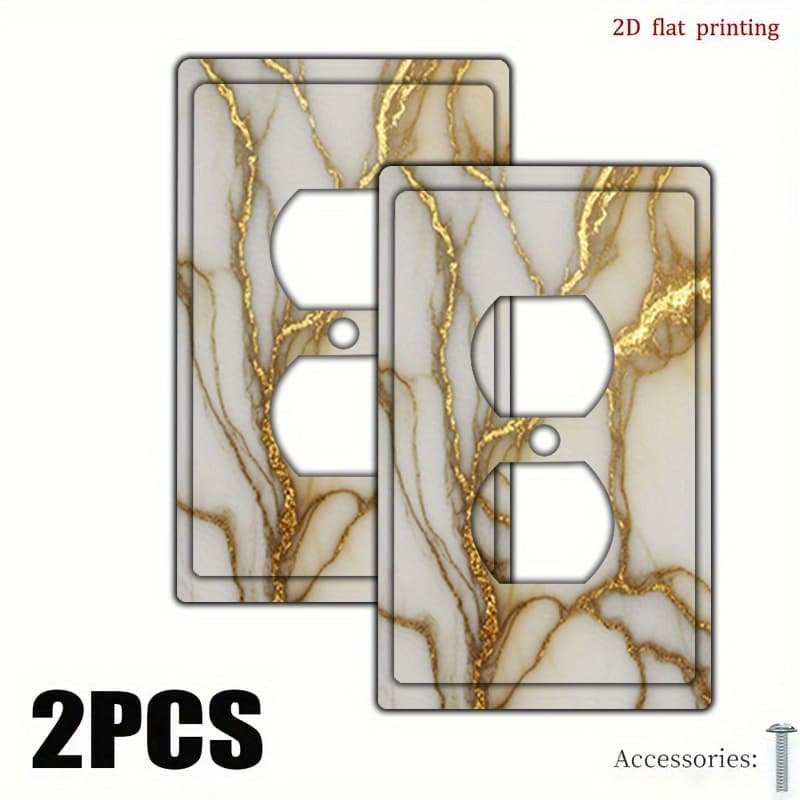 TEMU [2d Flat] 2pcs Exquisite Texture Decorative Wall Switch Panel Cover - , Apply Panel For Kitchen, Office, Bedroom, Dining Room, Bathroom, Fashionable Decoration, No Wiring Required, 2d Flat