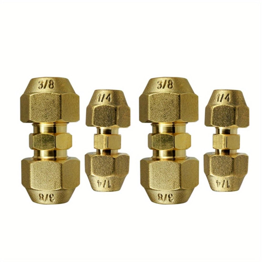 TEMU 4pcs Copper Pipe Extension Joint Connectors Brass Tube Pipe Fitting Connector Garden Hose Adapters Brass Pipe Connectors - 4pcs Of Fitting Union Connector And 8pcs Of Flare Nuts