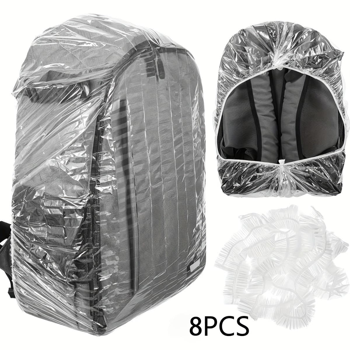 TEMU 8pcs Disposable Backpack Rain Cover, Elastic Stretch High Quality Protector With Drawstring, Fits 15l-40l Backpacks (3.96.57 Gallons), Lightweight Hood For Hiking, Cycling, Camping & Travel