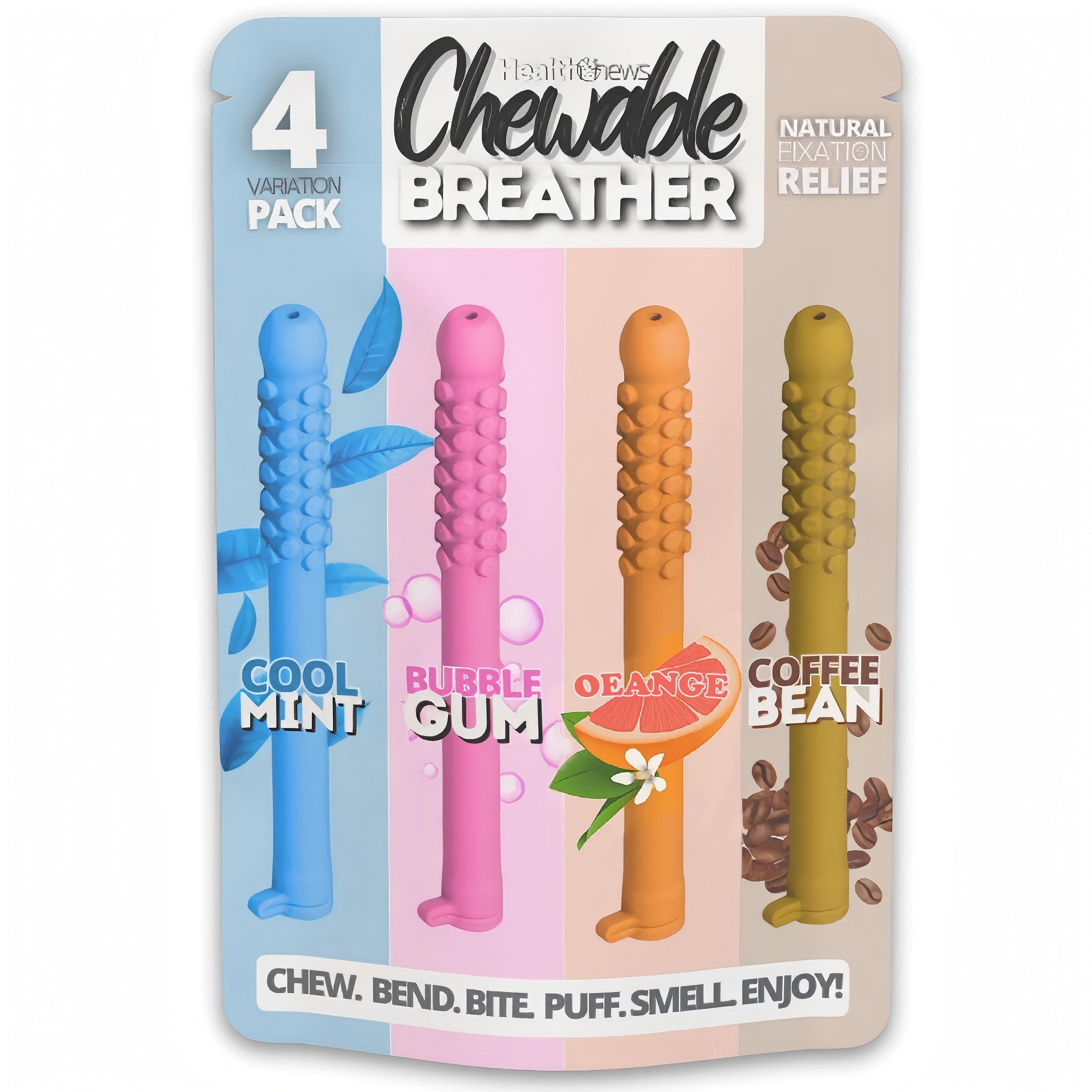 TEMU 4 Chewable Breath Sticks With Straws - , Bubble Gum, Orange Bean, Coffee Bean Flavors, Relief, Portable Design For Healthcare & Wellness, Stylish Packaging, , Plastic Material