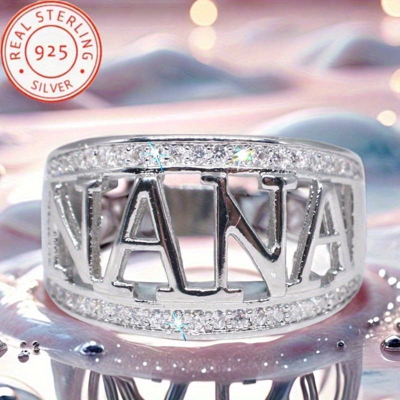 TEMU 925 Sterling Silver Delicate Letter Ring Unisex Zirconia Ring For Men And Women Sisters Ring Wedding Bridal Ring Anniversary Ring Birthday Stone Ring For Women Gift