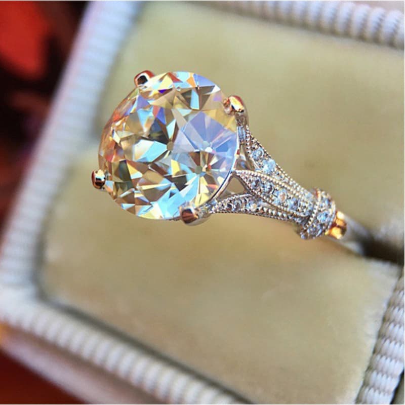 TEMU 1pc Fashionable And Exquisite New Simulation White Synthetic Synthetic Synthetic Zircon​​ Engagement Ring For Teenager, For Teenager, For Teenager